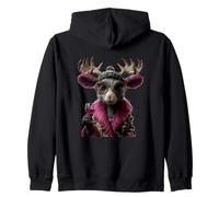Elegante Ritratto di Alce Moda Animale Bicchiere da Vino Grafica Felpa con Cappuccio