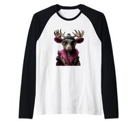 Elegante Ritratto di Alce Moda Animale Bicchiere da Vino Grafica Maglia con Maniche Raglan