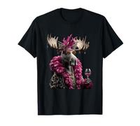 Elegante Ritratto di Alce Moda Animale Bicchiere da Vino Grafica Maglietta