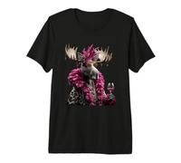 Elegante Ritratto di Alce Moda Animale Bicchiere da Vino Grafica Maglietta Premium