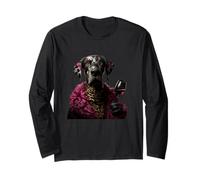 Elegante Ritratto di Cane Moda Cane Rosso Bicchiere Grafico Maglia a Manica