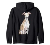 Elegante Ritratto di Cane Whippet ad Acquerello Felpa con Cappuccio