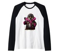 Elegante Ritratto Pinguino Moda Uccello Vino Grafica Maglia con Maniche Raglan
