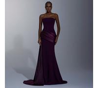 Elegante, romantico, alla moda, minimalista, viola scuro, tessuto elastico, patchwork in raso, stiloso, adatto per vacanze, feste di compleanno, eventi di matrimonio, cene formali L,M,S,XL,XS,XXL,XXS,