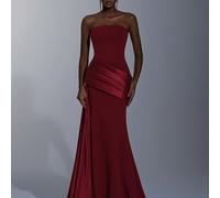 Elegante, romantico, alla moda, minimalista, viola scuro, tessuto elastico, patchwork in raso, stiloso, adatto per vacanze, feste di compleanno, eventi di matrimonio, cene formali L,M,S,XL,XS,XXL,XXS,