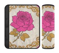 Elegante rosa floreale pesca oro 2 pz cintura di sicurezza cuscino più comfort guida per la maggior parte delle auto forro para cinturon de seguridad