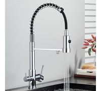 Elegante rubinetto da cucina grigio canna di fucile - nero Pull Down 3 vie rubinetto in ottone girevole a 360° sistema di purificazione dell'acqua moderno finitura cromata per case contemporanee