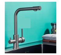 Elegante rubinetto da cucina grigio nero con filtro per l'acqua - Tocca del mixer caldo e freddo per l'acqua potabile Cromo Finish Tap per la casa e la cucina uso Aqiong
