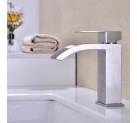 Elegante rubinetto for lavabo da bagno a cascata for controllo e stile senza sforzo, grande beccuccio rettangolare, finitura in nichel spazzolato