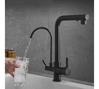 Elegante rubinetto nero a 3 vie con doppia modalitàMiscelatore per lavello per acqua potabile pulita, ideale per uso domestico, elegante rubinetto da cucina