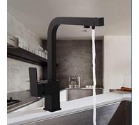 Elegante rubinetto nero per lavello da cucina con rotazione a 360 ° a doppia maniglia depuratore d'acqua miscelatore per cucine moderne elegante design a sette lettere