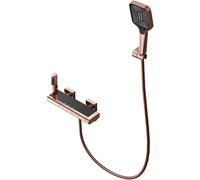 Elegante rubinetto termostatico per vasca da bagno in oro rosa con cascata e doccia portatile in ottone miscelatore rubinetto bidet spruzzatore pianoforte design chiave set rubinetto vasca da bagno a