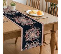 Elegante runner da tavola floreale, stile vintage bohémien, decorazione per la casa, cene in famiglia, vacanze, riunioni, 33 x 183 cm