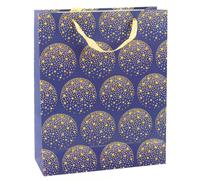 Elegante sacchetto regalo con stelle dorate, blu scuro 32 × 26 × 12 cm