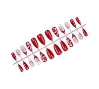 Elegante San Valentino a tema mandorla Pres sulle unghie con cuore e fiocchi 3D unghie finte manicure per gli appassionati di moda