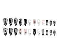 Elegante San Valentino Bianco E Nero Cuore Stellato Press On Nails Unghie Finte Francesi Unghie Acriliche Per L'occasione