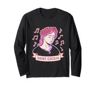 Elegante Santa Cecilia Icona Art per Gli Amanti della Musica Maglia a Manica