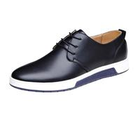 Elegante Scarpe Stringate Chaussures en Cuir à Lacets de Couleur unie pour Hommes d'affaires de Mode respirantes et décontractées (Black, 48)