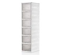 Elegante scarpiera bianca, pieghevole, 25,5 cm di larghezza x 105 cm di altezza x 34,5 cm di profondità, 100% plastica, salvaspazio
