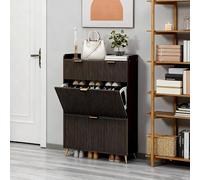 Elegante scarpiera con 2 ante e 2 cassetti, cassettiera per ingresso, corridoio, soggiorno, casa e appartamento 80 x 24 x 110 cm (nero, 2 cassetti)