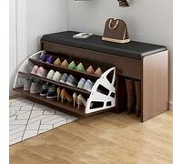 Elegante scarpiera con seduta imbottita in poliuretano, 1 seduta e ripiano laterale, divisorio regolabile, scarpiera da ingresso, 100 x 30 x 50 cm, arredamento moderno per la casa