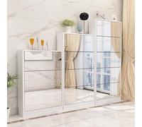 Elegante scarpiera con specchio, ecologica, grado E1, 3/4/5 ripiani, specchio anti-esplosione ad alta definizione, per ingresso, corridoio, camera da letto.