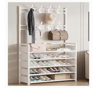 Elegante scarpiera e appendiabiti bianco a 5 strati, design robusto con angoli arrotondati per la sicurezza, perfetto per l'ingresso di oggetti e decorazioni moderne