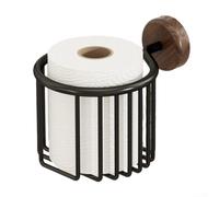 Elegante scatola per fazzoletti da bagno con coperchio in legno di noce di alta qualità e corpo in alluminio spaziale per organizzare gli oggetti essenziali senza danni alla parete (A)