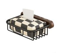 Elegante scatola per fazzoletti da bagno con coperchio in legno di noce di alta qualità e corpo in alluminio spaziale per organizzare gli oggetti essenziali senza danni alla parete (B)