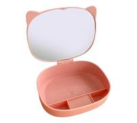 Elegante scatola pieghevole per trucco a specchio con accessori per il trucco, progettata per donne che apprezzano lo stile e la portabilità cosmetici da viaggio a specchio