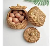 Elegante Scatola Portaoggetti in Vimini con Coperchio per un Facile Accesso alla