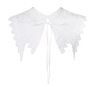 Elegante Scialle Pizzo Floreale Decorativo Falso Collare Capo Fiori Ricamo Cavo Per Donne Abiti Decorativi Falsi