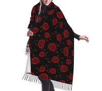 Elegante Sciarpa Donna Blood Red Roses Art Sciarpe Inverno Morbida Scialle Invernale 68X196cm