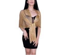 Elegante Sciarpa in Rete Stola Scialle Frange Filo Brillante Foulard Coprispalle