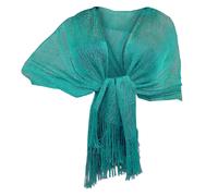 Elegante Sciarpa Stola Scialle con Frange Filo Brillante Metallizzato Foulard Coprispalle per Occasione Matrimonio Cerimonia Sposa Festa (blu jeans 09)