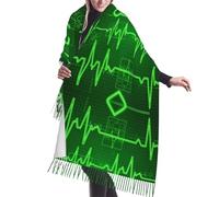 Elegante Sciarpa Lungo Cool Green Heartbeat Love Sciarpe Scialli da Donna Classica Scialle Scarf Wrap 68X196cm