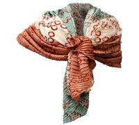 Elegante Sciarpa Plisse Misto Seta Sciale Foulard Donna Cerimonia Rosa Bainco