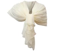 Elegante Sciarpa Sciale Donna Coprispalle Cerimonia in Crepon Crema