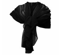 Elegante Sciarpa Sciale Donna Coprispalle Cerimonia in Crepon Nero