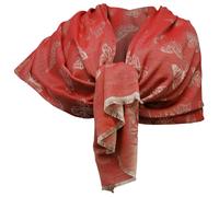 Elegante Sciarpa Sciale Donna Coprispalle Cerimonia in Seta Farfalla Rosso
