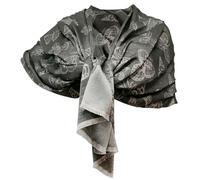 Elegante Sciarpa Sciale Donna Coprispalle Cerimonia Seta Farfalla Nero Argento