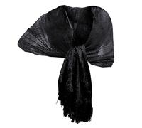 Elegante Sciarpa Stola Scialle con Frange Filo Brillante Metallizzato Foulard Coprispalle per Occasione Matrimonio Cerimonia Sposa Festa (nero 015)