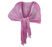 Elegante Sciarpa Stola Scialle con Frange Filo Brillante Metallizzato Foulard Coprispalle per Occasione Matrimonio Cerimonia Sposa Festa (rosa pink 018)