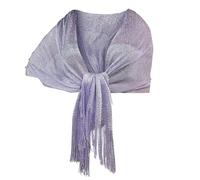 Elegante Sciarpa Stola Scialle con Frange Filo Brillante Metallizzato Foulard Coprispalle per Occasione Matrimonio Cerimonia Sposa Festa (lilla 06)