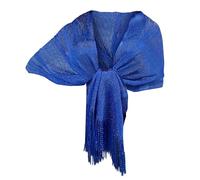 Elegante Sciarpa Stola Scialle con Frange Filo Brillante Metallizzato Foulard Coprispalle per Occasione Matrimonio Cerimonia Sposa Festa (blu elettrico 010)