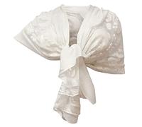 Elegante Sciarpa Tango Misto Seta Foulard Sciale, Semi Trasparente Efetto Pizzo Donna Coprispalle Stola Cerimonia (Bianco)