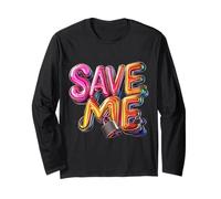 Elegante scritta "SAVE ME" Maglia a Manica