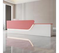 Elegante scrivania a LED con cassetto e sportello di chiusura, 140 cm, rosa, bancone per la reception per negozi, cliniche e uffici - Elegante soluzione per il servizio clienti