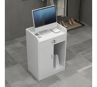 Elegante scrivania bianca con cassetto chiudibile a chiave, moderno tavolo negoziale per saloni di bellezza e negozi di tè a bolle 60 x 40 x 92 cm elegante arredamento hall