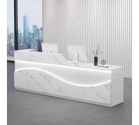 Elegante scrivania bianca per saloni e piccole imprese, bancone da ufficio moderno con illuminazione soffusa, tavolo per receptionist professionale da 1 m, perfetto per qualsiasi spazio di lavoro